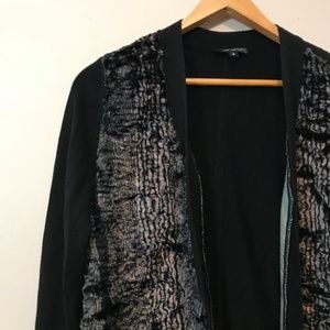 Pink Tartan Fuzzy Black Cardigan